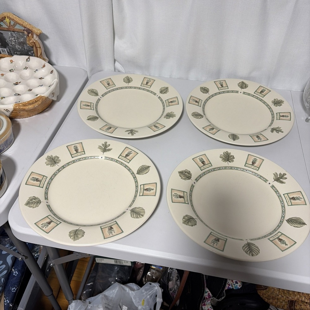 Pfaltzgraff Naturewood Dinner Plates 11 Inch Set of 4 Vintage Stoneware USA 1997